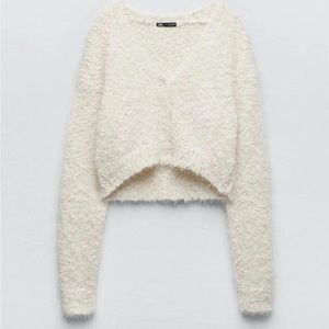 zara brand new cream boucle cardigan sweater